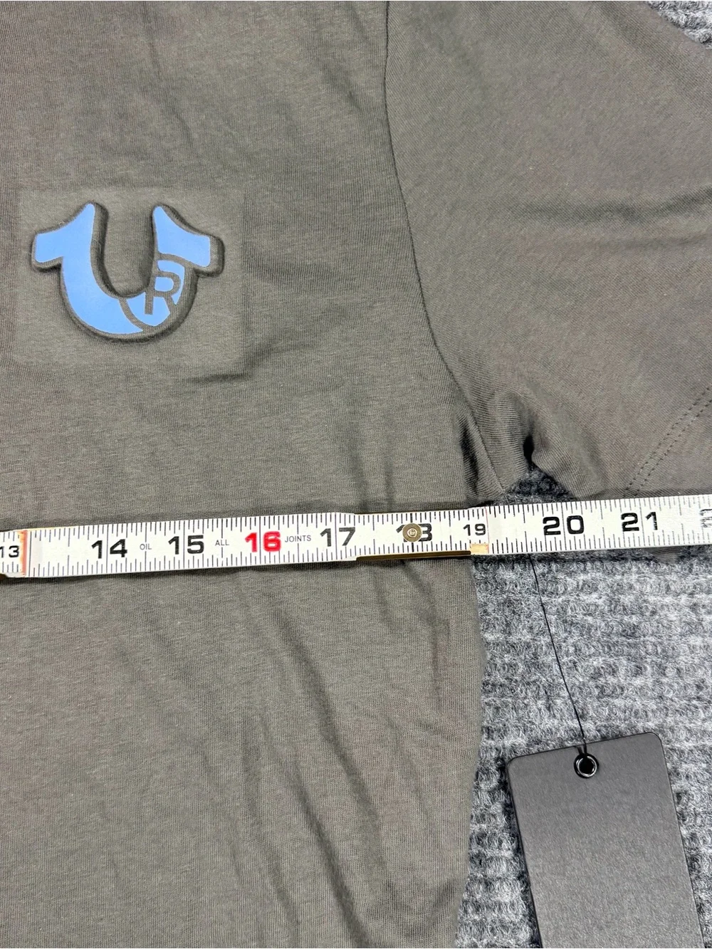 True Religion Short Sleeve Tee with Light Blue Logo